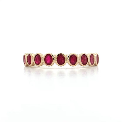 .75 Bezel Set Ruby Wedding Band 14k Yellow Gold