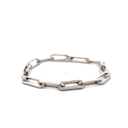 .75 Diamond Paperclip Bracelet in 14k White Gold