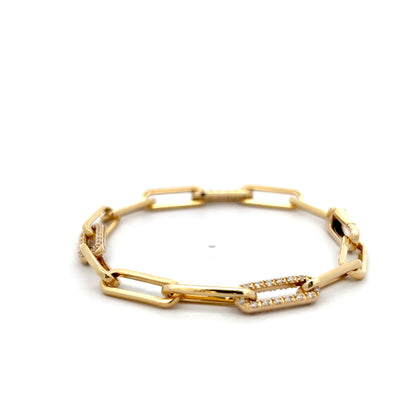 .75 Diamond Paperclip Bracelet in 14k Yellow Gold