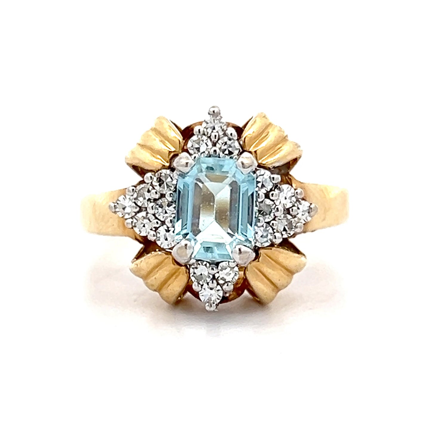 .75 Vintage 1950s Aquamarine & Diamond Ring in 14k