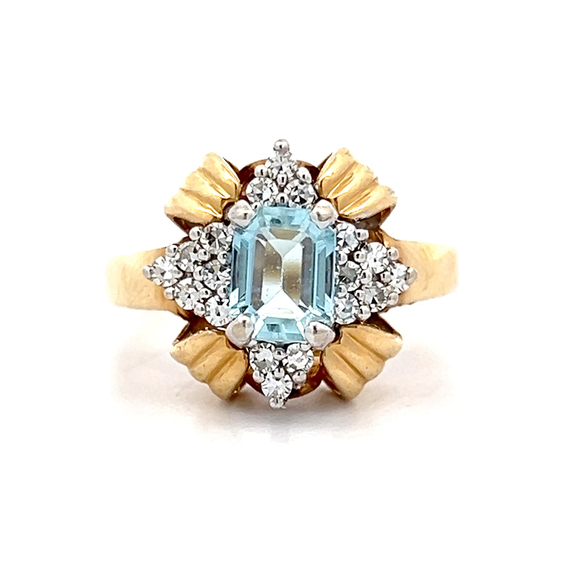 .75 Vintage 1950s Aquamarine & Diamond Ring in 14k