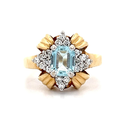 .75 Vintage 1950s Aquamarine & Diamond Ring in 14k