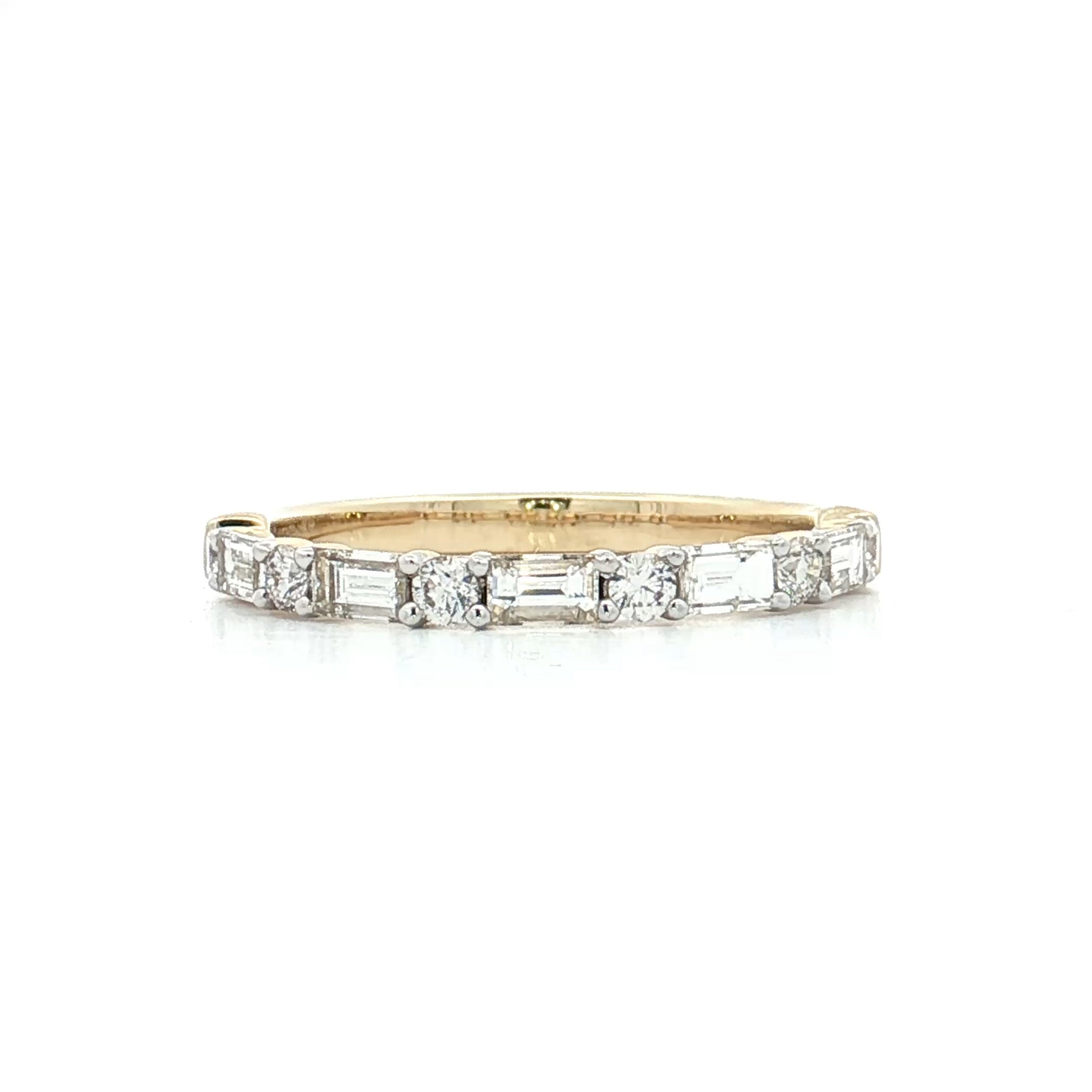 .76 Baguette & RBC Diamond Wedding Band 14k Yellow Gold