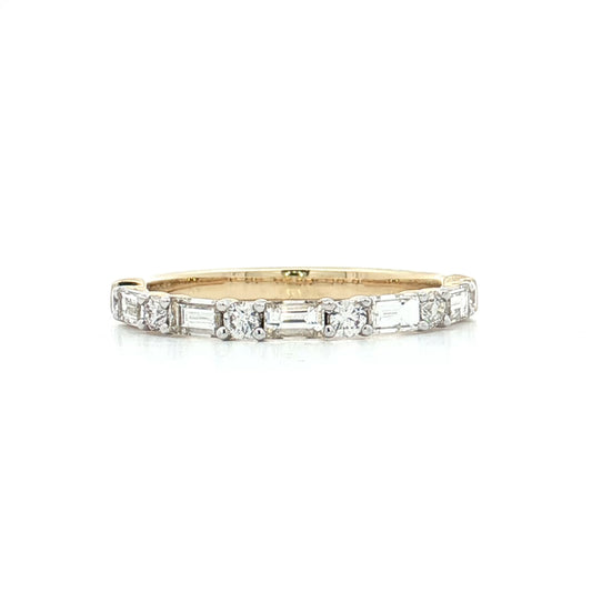 .76 Baguette & RBC Diamond Wedding Band 14k Yellow Gold
