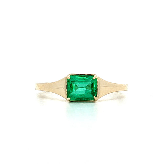 .76 Emerald Cut Emerald Engagement Ring 14k