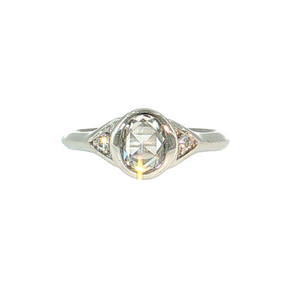 .76 Oval Rose Cut Diamond Engagement Ring Platinum