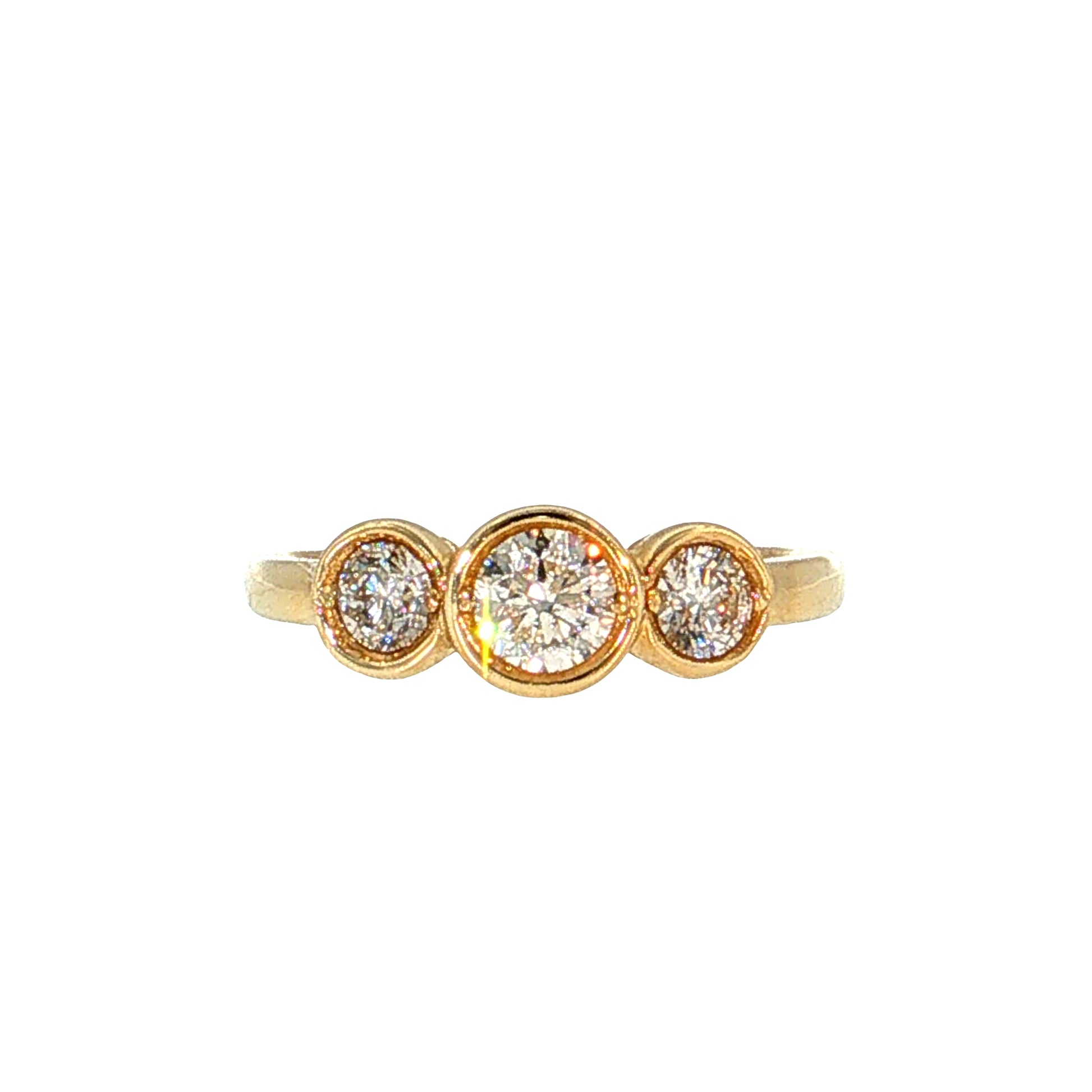 .76 Three Stone Diamond Engagement Ring 14k Yellow Gold