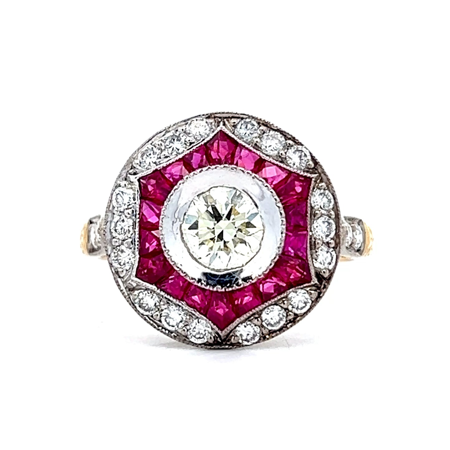 .76 Transitional Diamond & Ruby Cocktail Ring in 14k