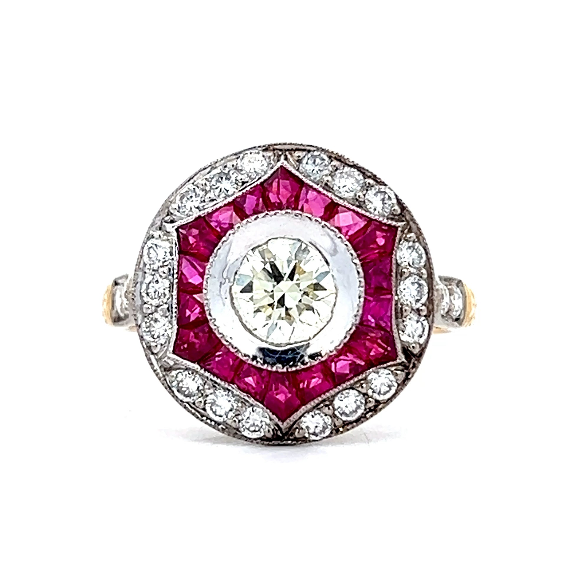 .76 Transitional Diamond & Ruby Cocktail Ring in 14k
