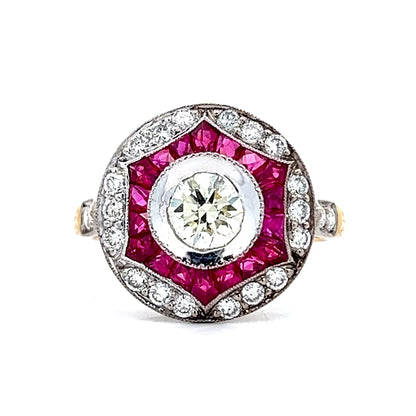 .76 Transitional Diamond & Ruby Cocktail Ring in 14k