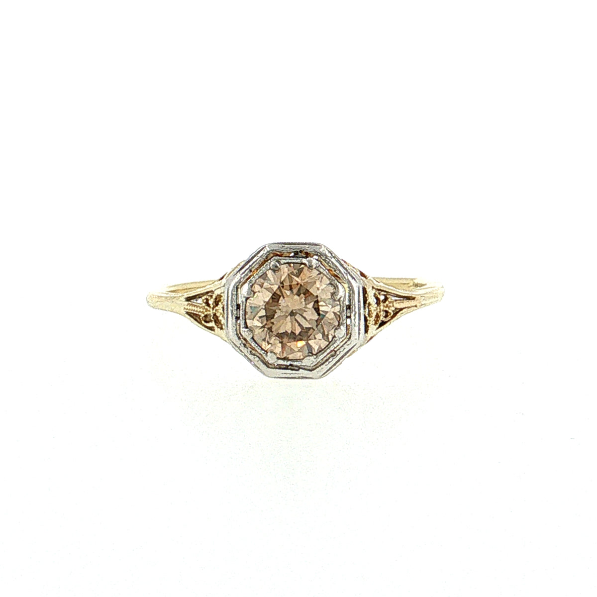 .76 Vintage Art Deco Diamond Engagement Ring Two-Tone 14k