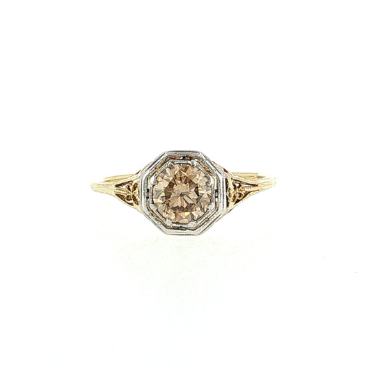 .76 Vintage Art Deco Diamond Engagement Ring Two-Tone 14k