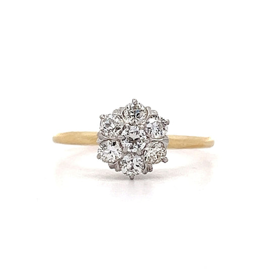 .77 Antique Victorian Halo Engagement Ring in 14k/Platinum