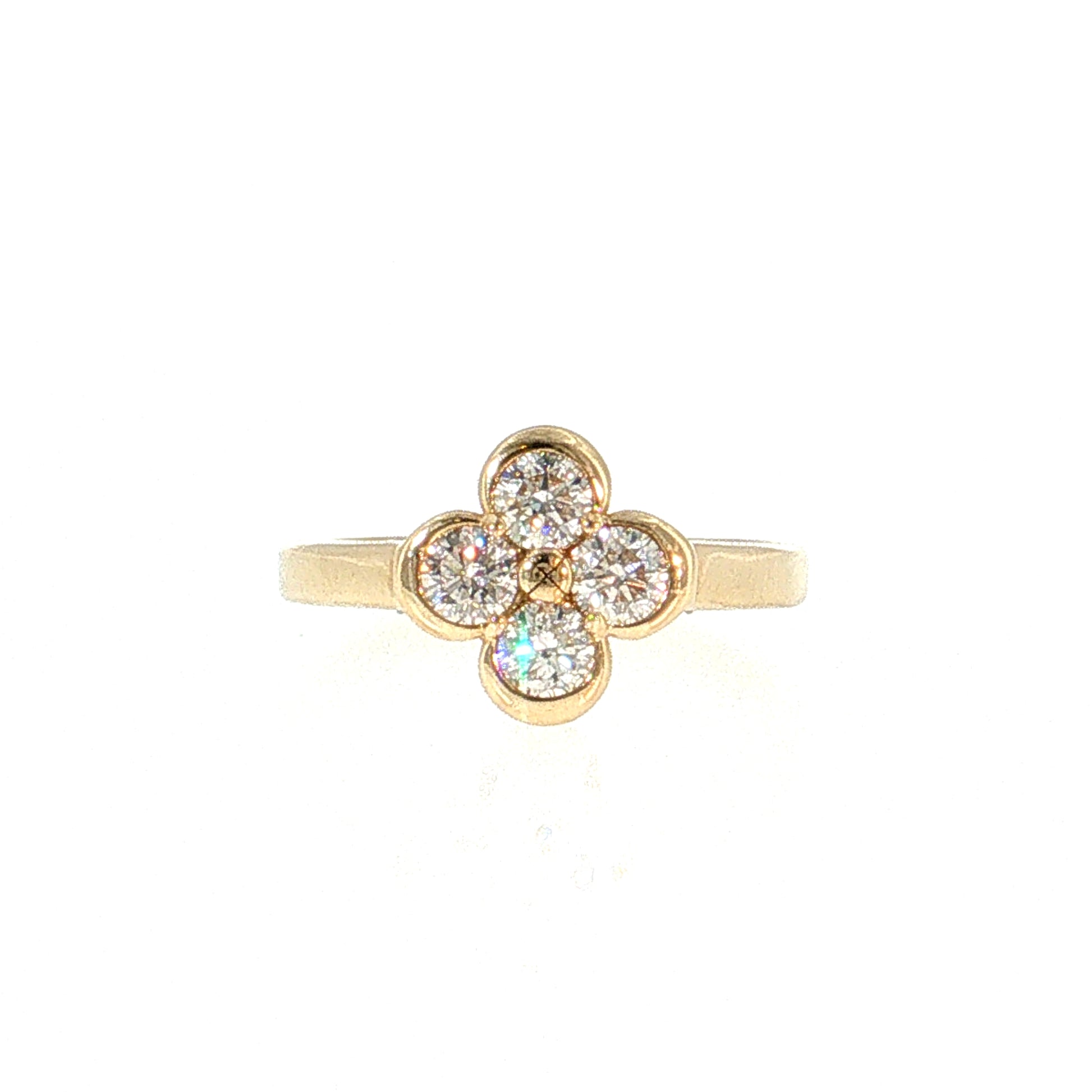 .77 Diamond Cluster Right Hand Ring 14k Yellow Gold