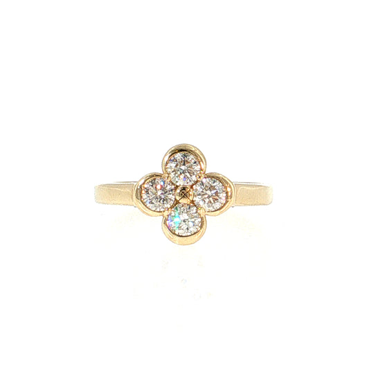 .77 Diamond Cluster Right Hand Ring 14k Yellow Gold