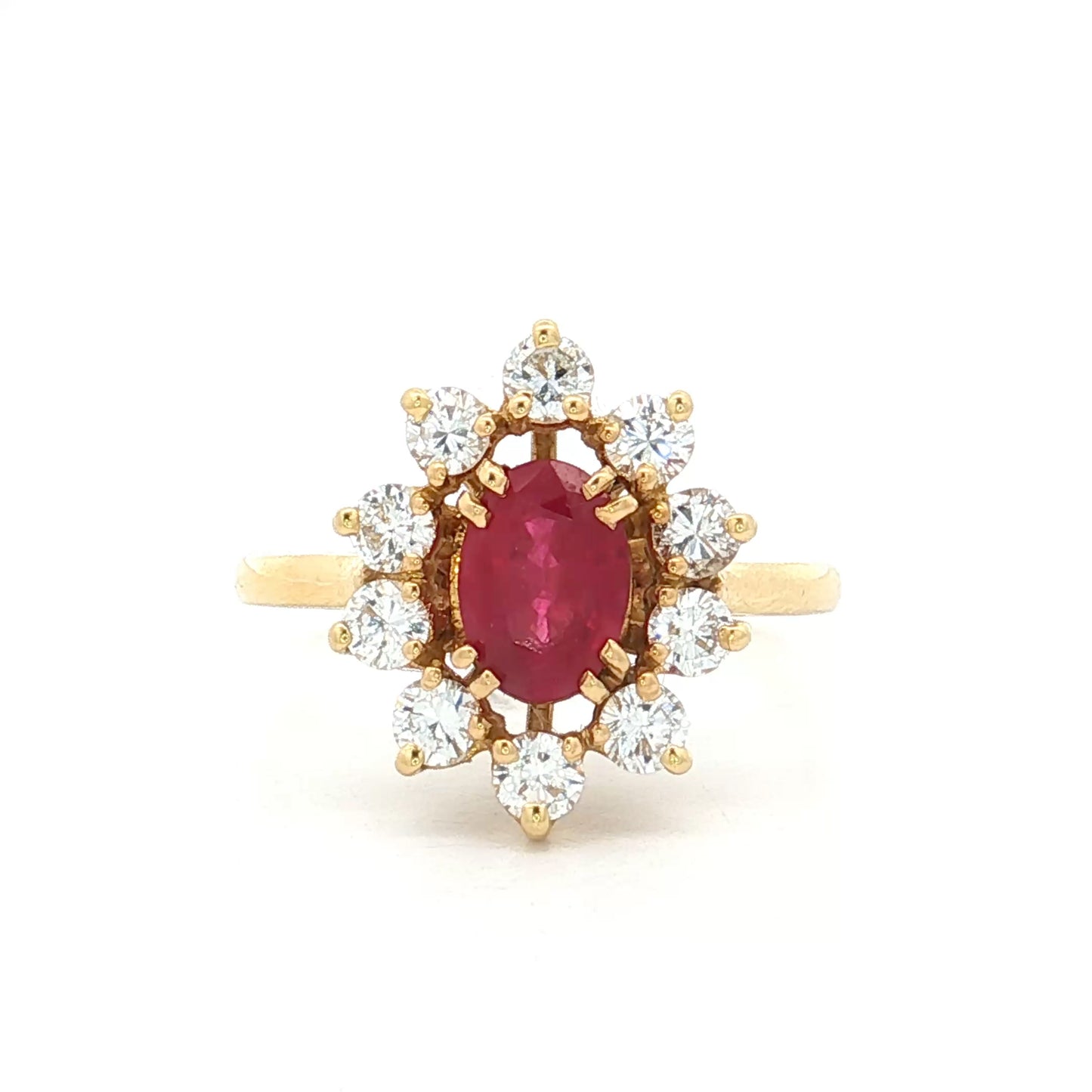 .77 GIA Burma Ruby & Diamond Halo Cocktail Ring 18k