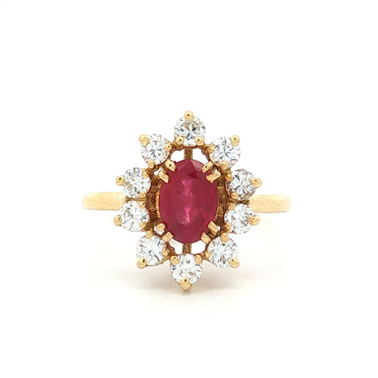 .77 GIA Burma Ruby & Diamond Halo Cocktail Ring 18k