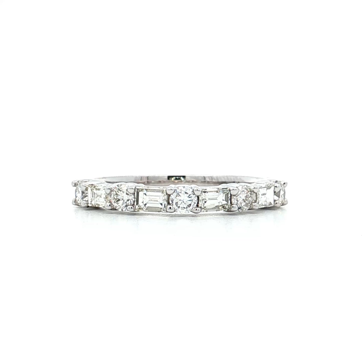 .78 Baguette & Round Diamond Wedding Band in 14k
