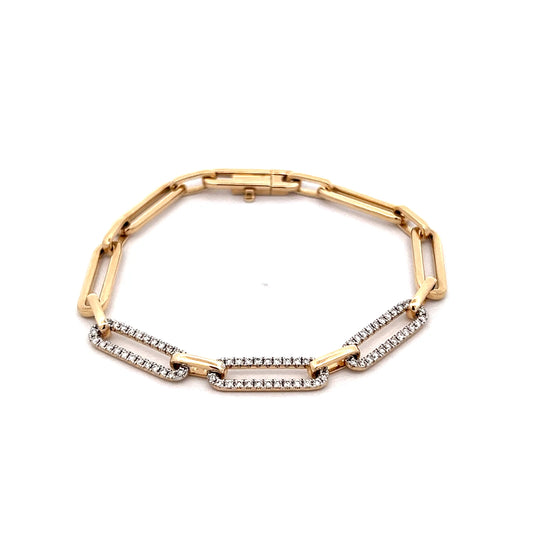 .78 Diamond Paperclip Bracelet 14k Yellow Gold