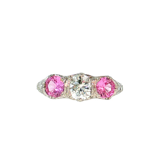 .79 Antique Edwardian Diamond Engagement Ring Platinum