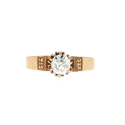 .79 Victorian Diamond Solitaire Engagement Ring 14k