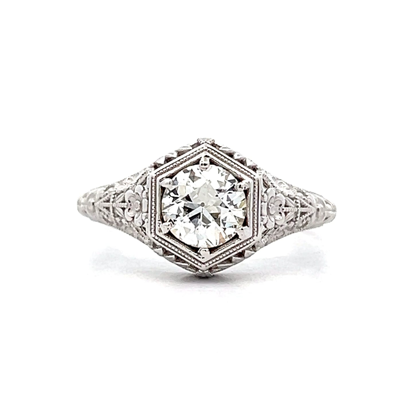 .80 Antique Style Diamond Engagement Ring 14k