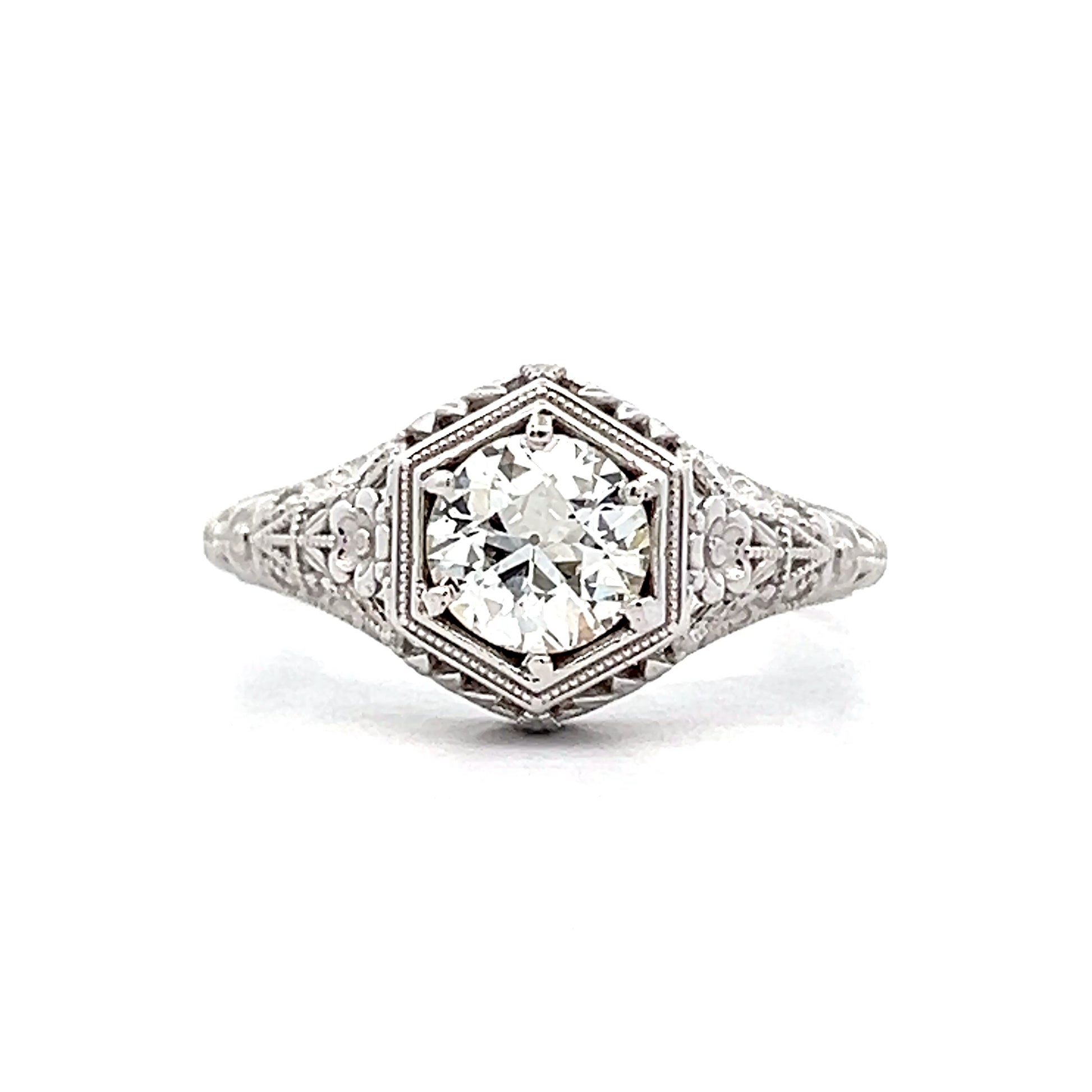 .80 Antique Style Diamond Engagement Ring 14k