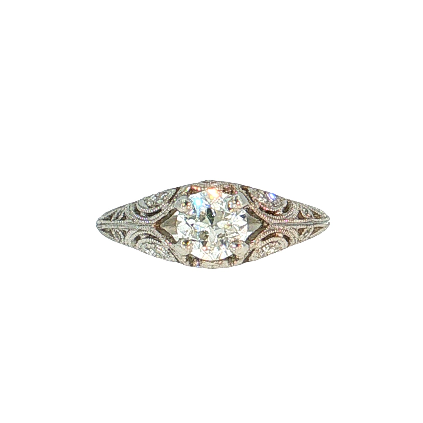 .80 Art Deco Inspired Diamond Engagement Ring Platinum