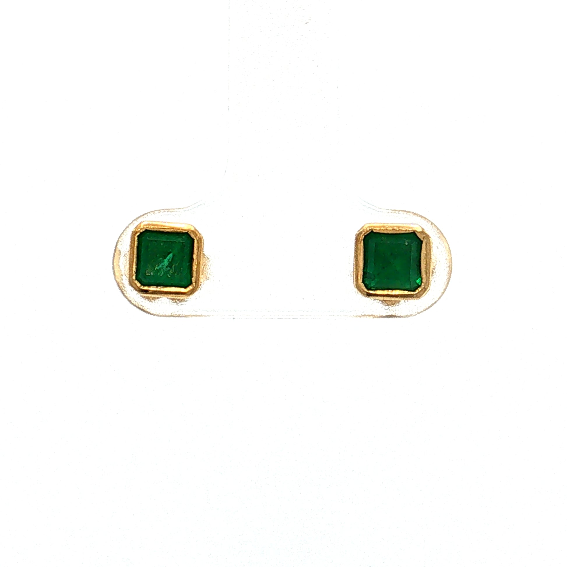 .80 Emerald Stud Earrings 18k Yellow Gold