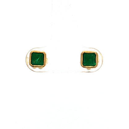 .80 Emerald Stud Earrings 18k Yellow Gold