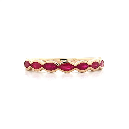 .80 Marquise Cut Ruby Wedding Band 14k