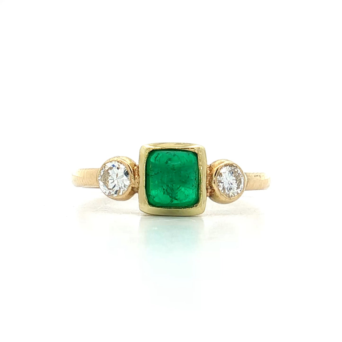 .80 Square Sugarloaf Emerald Ring 18k Yellow Gold