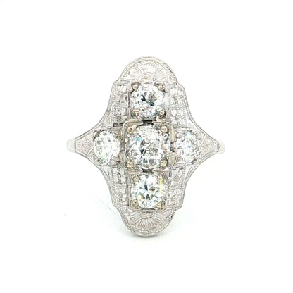 .81 Antique Art Deco Diamond Cocktail Ring 18k