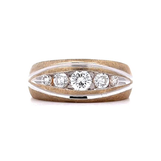 .82 Mens Five Stone Diamond Band in Two-Tone 14k