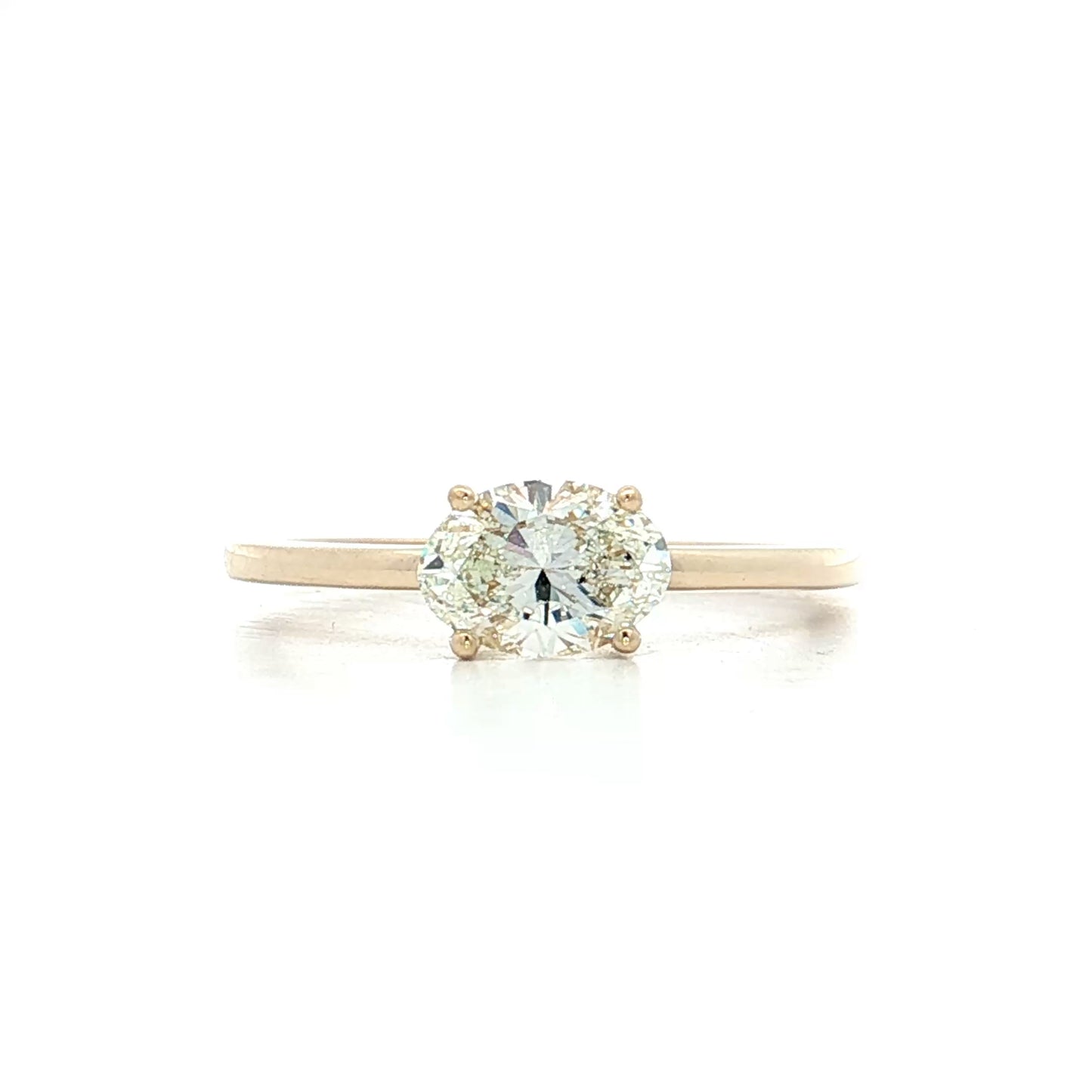 .83 Oval Diamond Engagement Ring 14k Yellow Gold