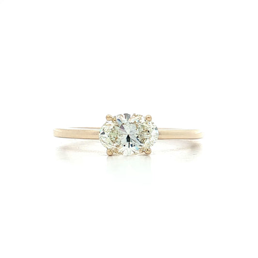 .83 Oval Diamond Engagement Ring 14k Yellow Gold