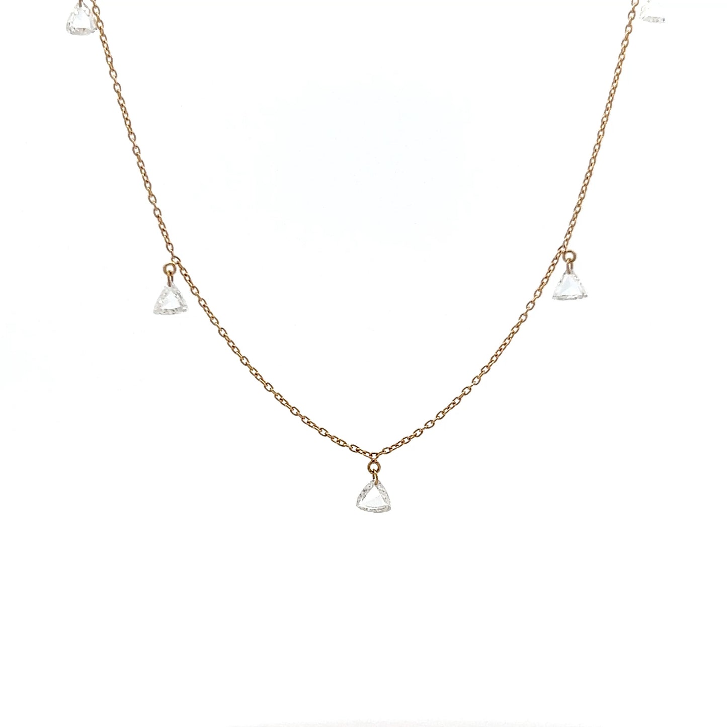 .84 Trilliant Rose Cut Diamond Necklace in 18k