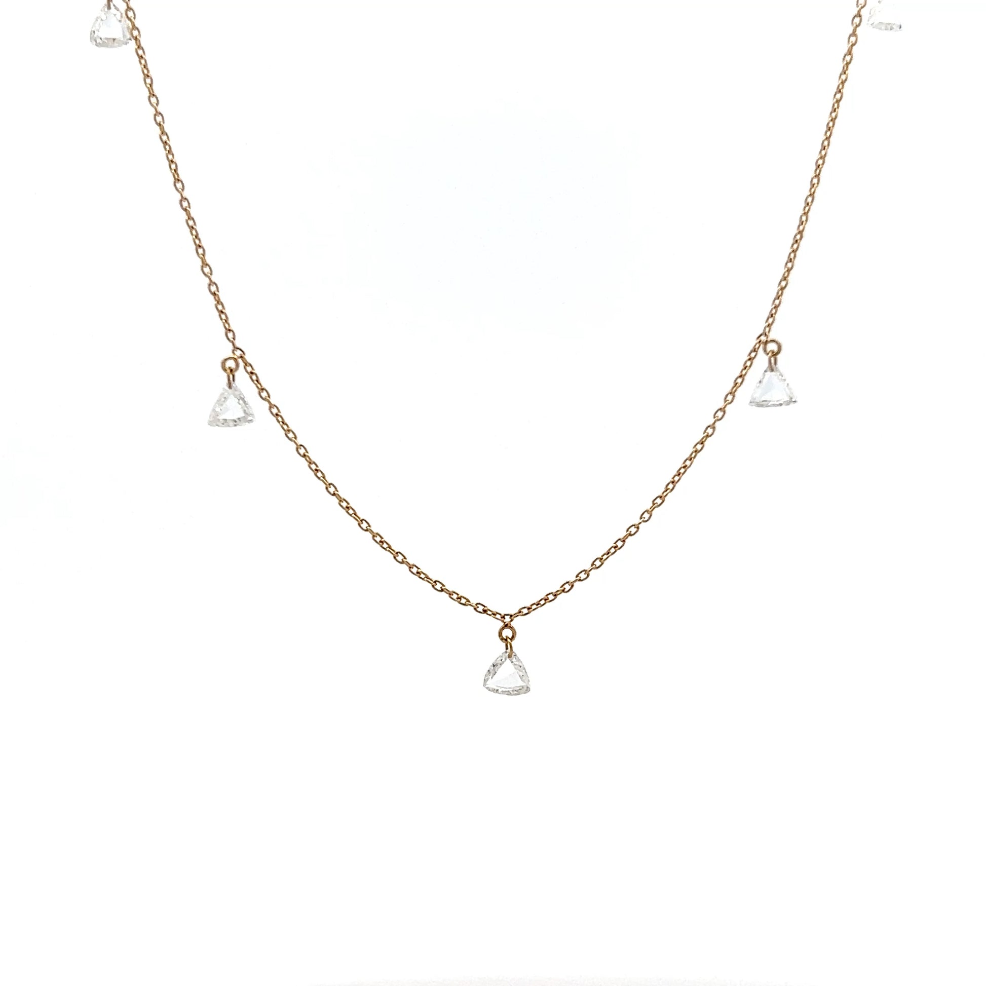 .84 Trilliant Rose Cut Diamond Necklace in 18k