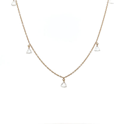 .84 Trilliant Rose Cut Diamond Necklace in 18k
