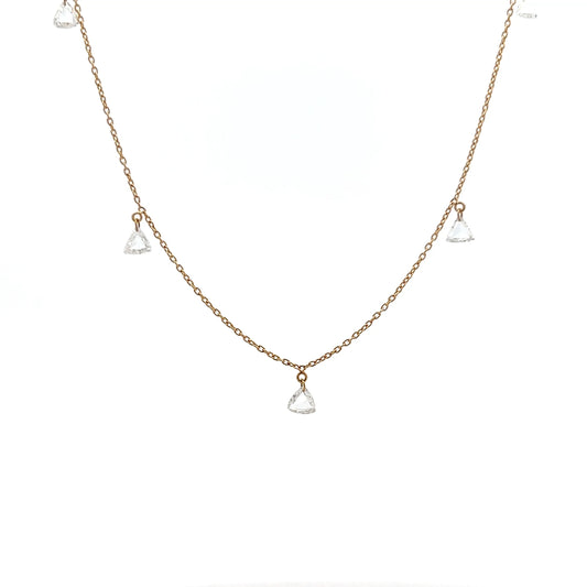 .84 Trilliant Rose Cut Diamond Necklace in 18k