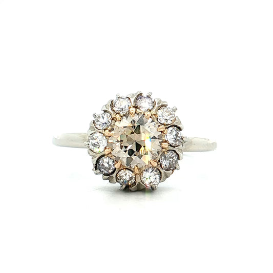 .84 Vintage Retro Diamond Cluster Engagement Ring 14k