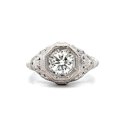 .85 Antique Art Deco Filigree Engagement Ring 18k
