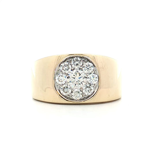 .85 Round Brilliant Diamond Cocktail Ring 14k Yellow Gold