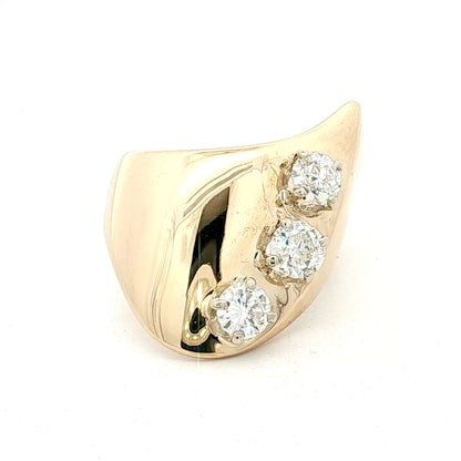 .86 Diamond Three Stone Cocktail Ring 14k Yellow Gold