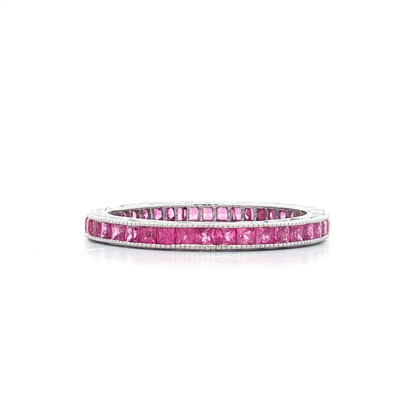 .86 French Cut Pink Sapphire Eternity Band 18k