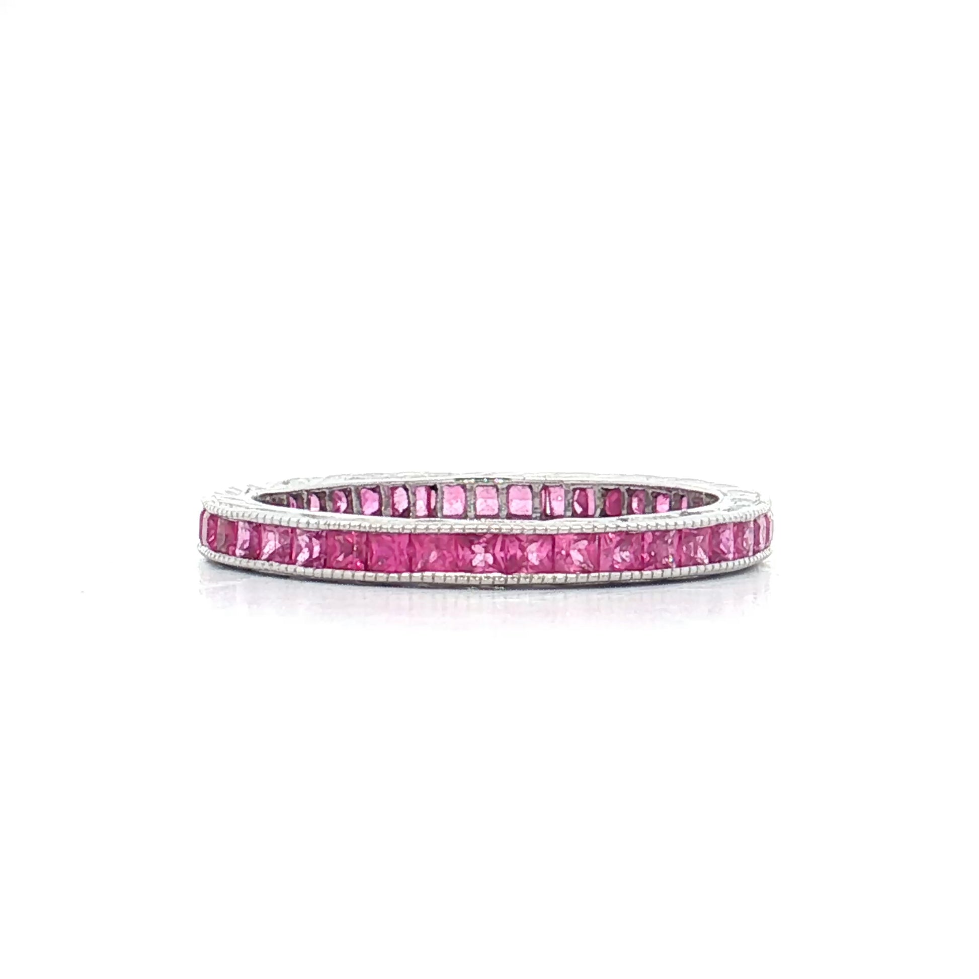 .86 French Cut Pink Sapphire Eternity Band 18k