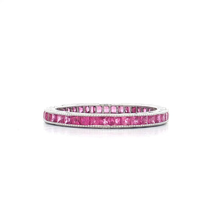 .86 French Cut Pink Sapphire Eternity Band 18k