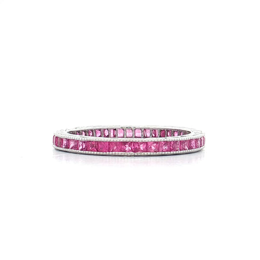.86 French Cut Pink Sapphire Eternity Band 18k