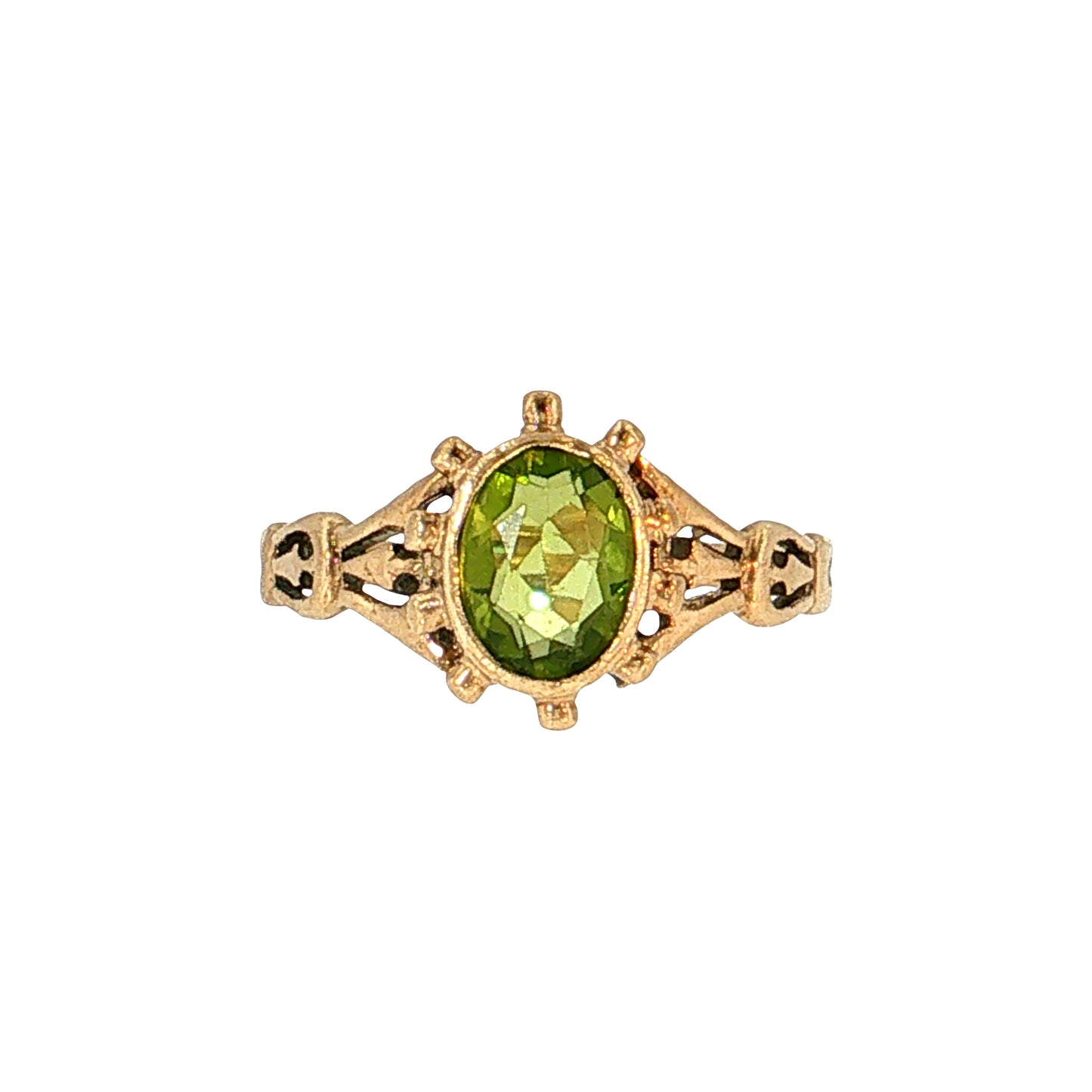 .87 Oval Peridot Cocktail Ring 10k Yellow Gold
