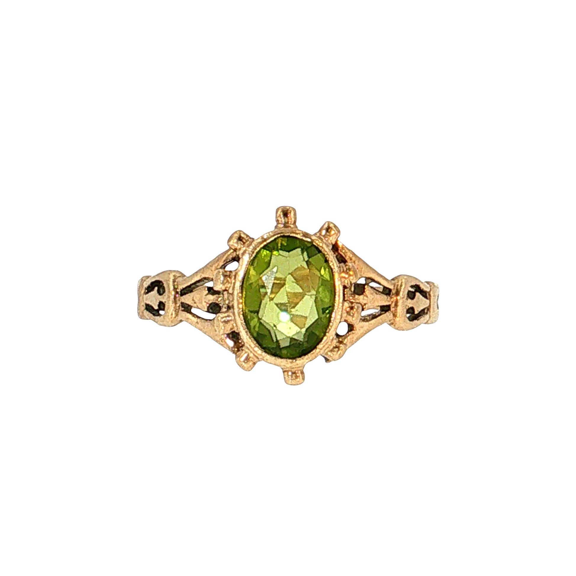 .87 Oval Peridot Cocktail Ring 10k Yellow Gold